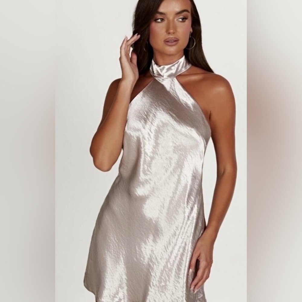 [NEW W/TAGS] Meshki Cartla Bow Halter Mini Dress – White – XS